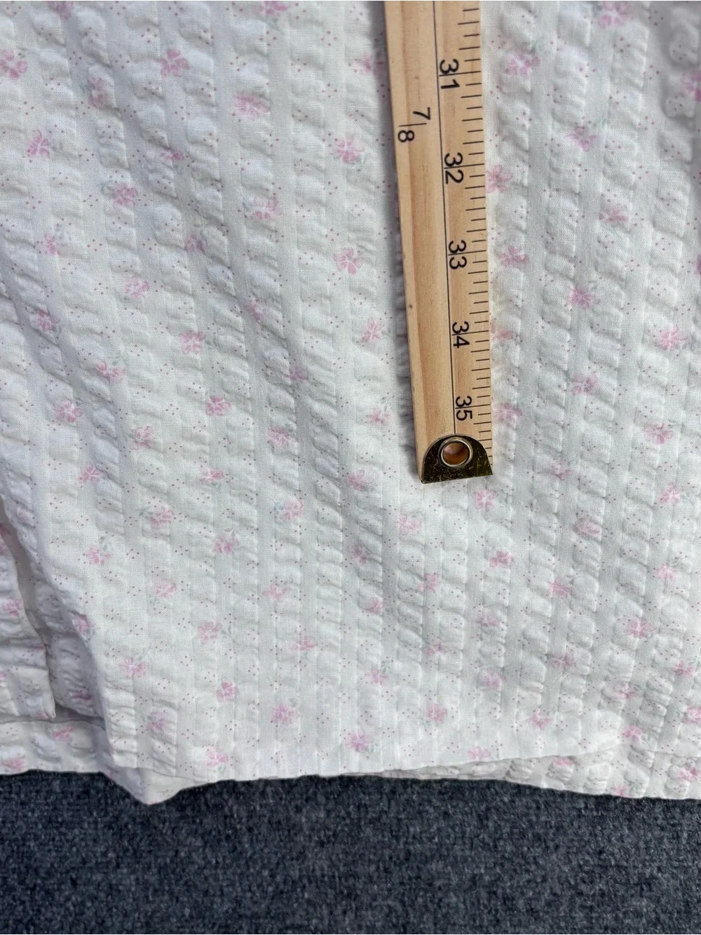 VTG Miss Elaine Grandmacore White Pink Floral Seersucker Nightgown Womens L